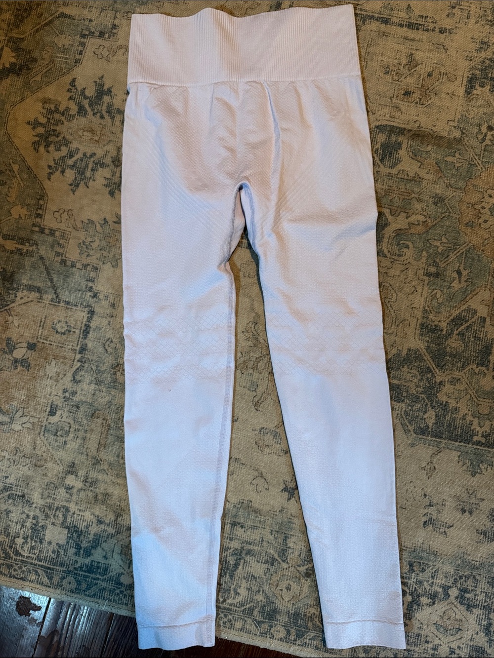 Kids White Ribbed Waist Leggings - Soft Stretch Bottoms